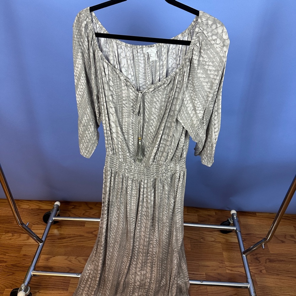 Gray neutral, snake print maxi dress